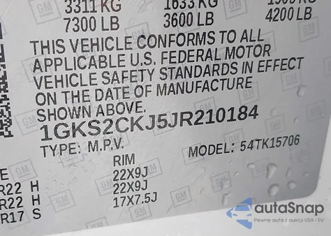 2018 GMC Yukon Denali z USA, uszkodzony, nr VIN 1GKS2CKJ5JR210184